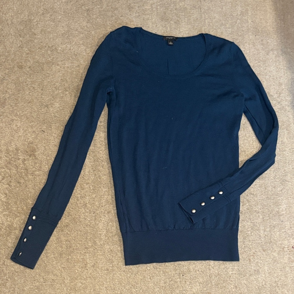 Ann Taylor extra fine Marino sweater beautiful blue old money S